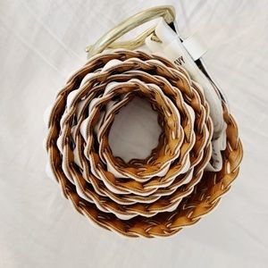 White leather woven belt